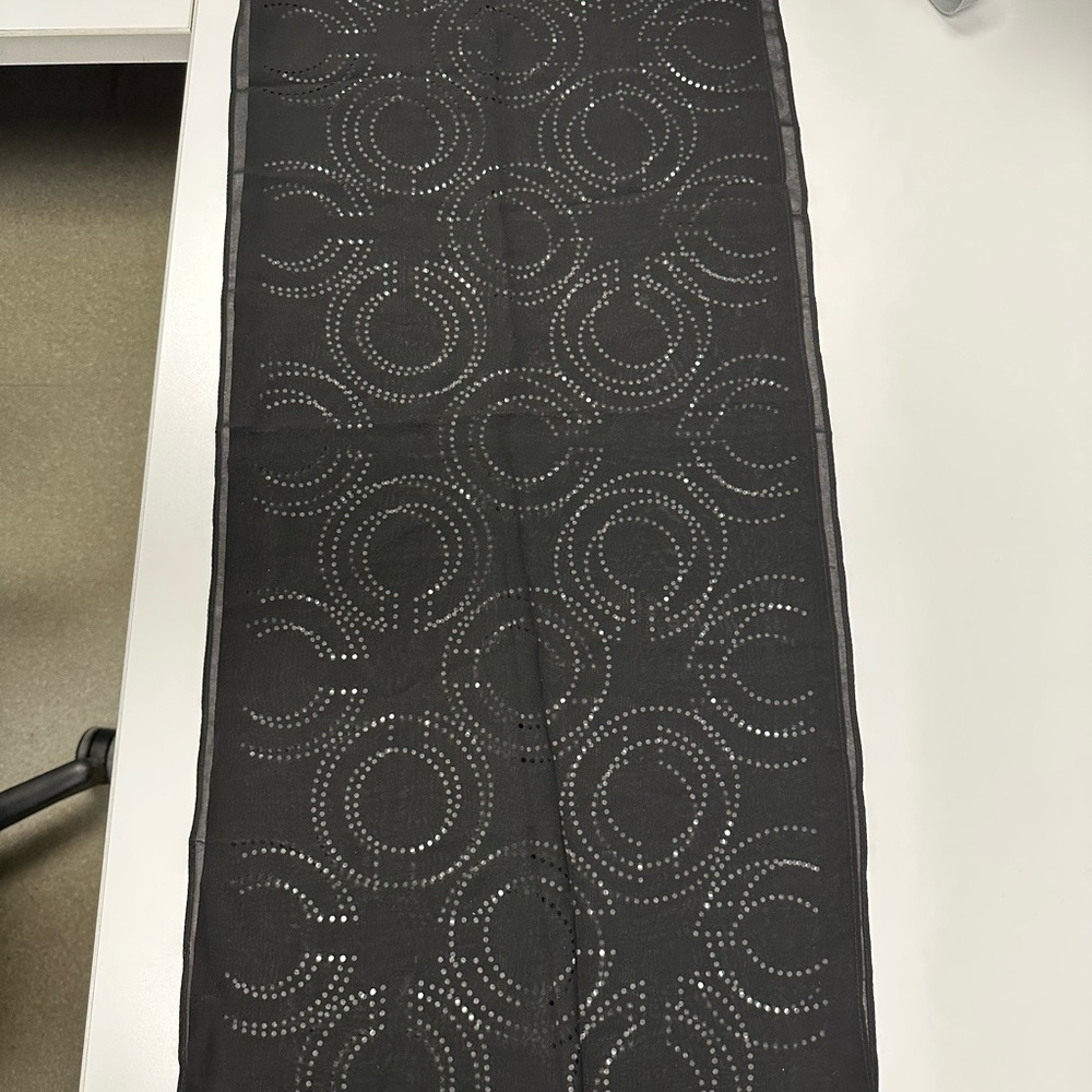 Black Sheer Scarf with Perforated Coach C’s